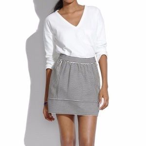 Madewell Black Ponte Swivel Skirt Stripe 4